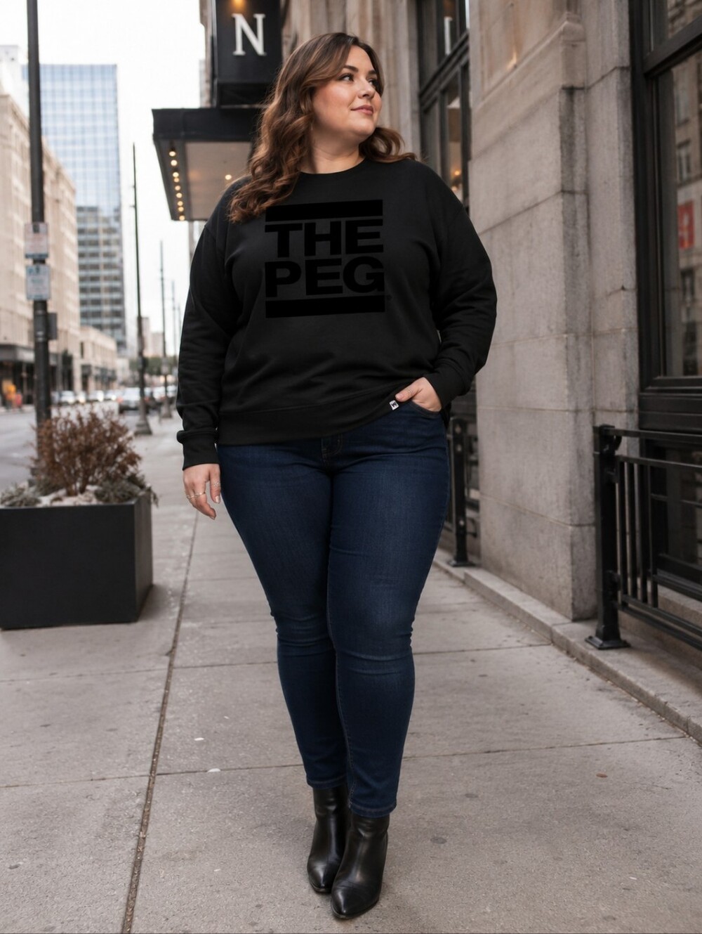 Charcoal Crewneck 'The Peg' Sweater, EUC XL